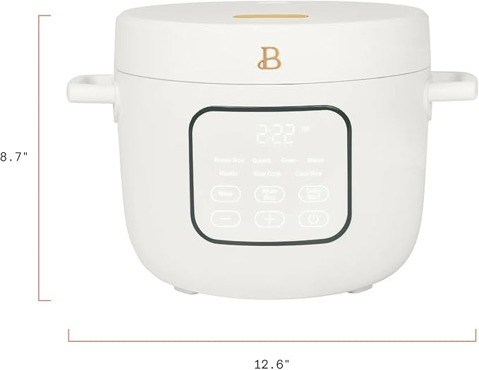 14 Cup Electric Rice Cooker, Programmable Grain Cooker with Automatic Keep Warm, Touch Display, Ceramic Nonstick Inner Pot and Steam Tray (White Icing)