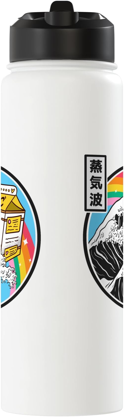 Banana Milk Carton Great Wave Kawaii Retro Rainbow Anime Stainless Steel Insulated Water Bottle