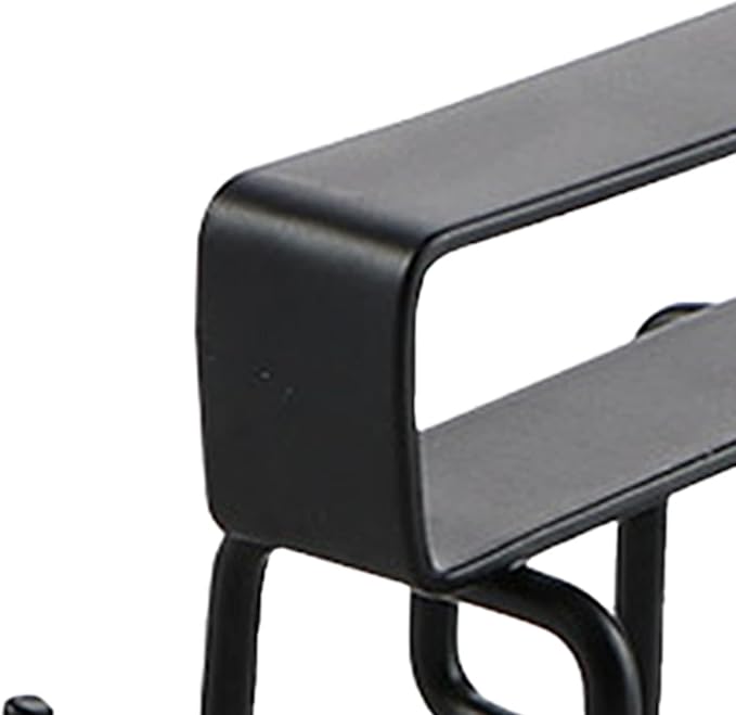 Under Cabinet Kitchen Utensil Hooks, Iron Double Row Rail Mug Holder Under Shelf Clip On Cabinet Hook Spoon Shovel Shelving for Restaurant Cup Hanging(Black)