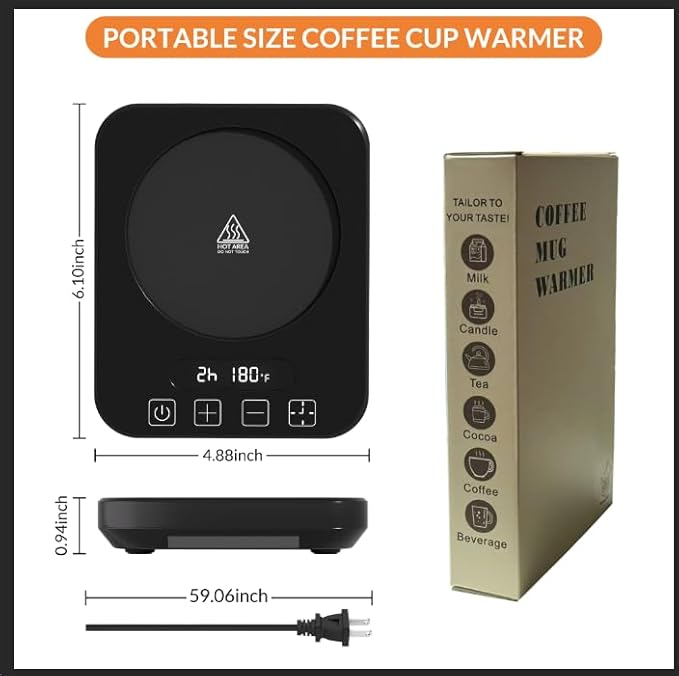 Coffee Mug Warmer,Cup Warmer with 7 Temp Settings,8H Auto Shut Off & 12H Timer,Fast Bottle Warmers for All Bottles,The Ultimate Coffee Warmer Plate for Beverage Lovers (Black)