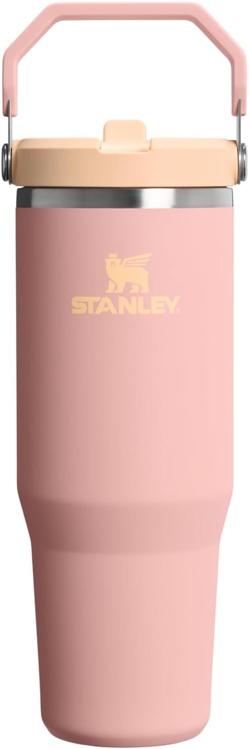 STANLEY IceFlow 2.0 Flip Straw Tumbler with Handle 20 oz | Twist On Lid and Flip Up Straw | Leak Resistant Water Bottle | Insulated Stainless Steel | BPA-Free | Peach Rose