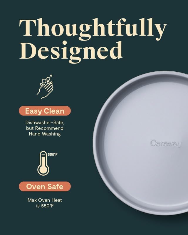 Caraway Non-Stick Ceramic 9” Circle Pan - Naturally Slick Ceramic Coating - Non-Toxic, PTFE & PFOA Free - Perfect for Birthday Cakes, Tartes, & More - Sage