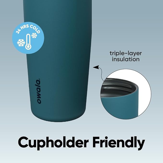 Owala FreeSip Sway Insulated Stainless Steel Water Bottle with Two-Way Spout, Built-In Straw and Bucket Handle, Made for Travel, School, and Sports, 30oz, BPA Free, Leak Proof, Denim