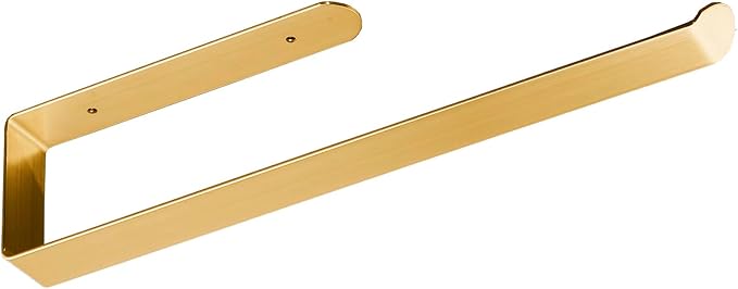 Self Adhesive Paper Towel Holder Under Cabinet Mount, 304 Stainless Steel Wall Mount Paper Towel Roll Rack for Kitchen Cabinet, Bathroom (Gold)