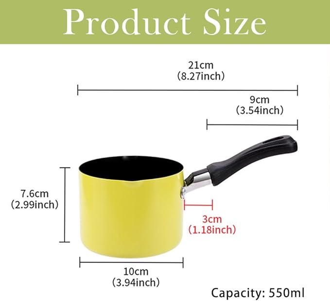 Mini Saucepan, 0.5QT Green Nonstick Butter Warmer with Handle 2 Pour Spouts Multi Milk Pot Stockpot Practical Small Melting Pot