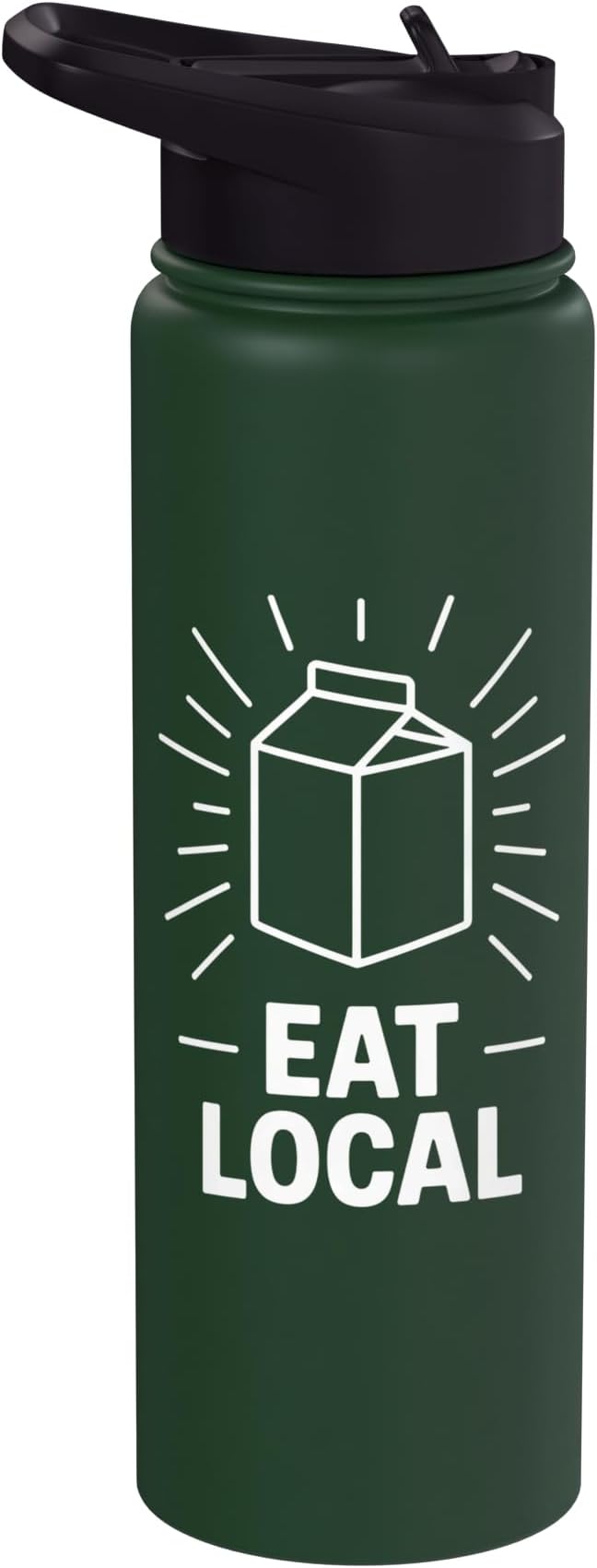 Funny Eat Local Milk Carton Minimalist Saying Stainless Steel Insulated Water Bottle