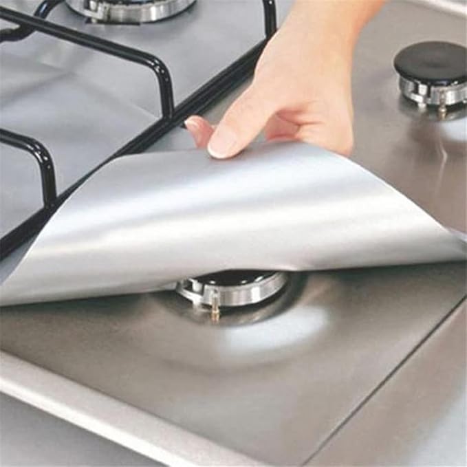 JSEIAJB 4pcs Gas Stove Non-stick Liner Heat Resistant Protector Cooker Mat Pad Kitchen Protect Gas Stove Stovetop Tool(D)