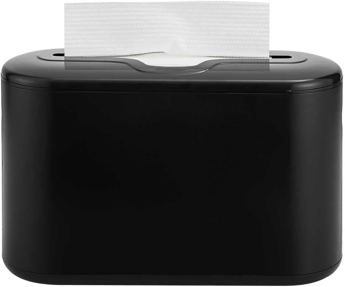 Multifold Paper Towel Dispenser Countertop, 200 Sheet Compact Hand Towel Holder, Napkin Dispenser for Kitchen, Bathroom, Toilet, Bedroom (Black)