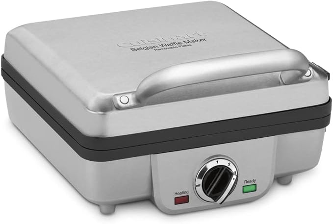 Cuisinart Belgian Waffle Maker with Pancake Plates, Nonstick Plates, 6 Browning Levels, Ready Indicator Lights, Temperature Control, Deep Waffle Pockets, WAF-300P1, Brushed Stainless