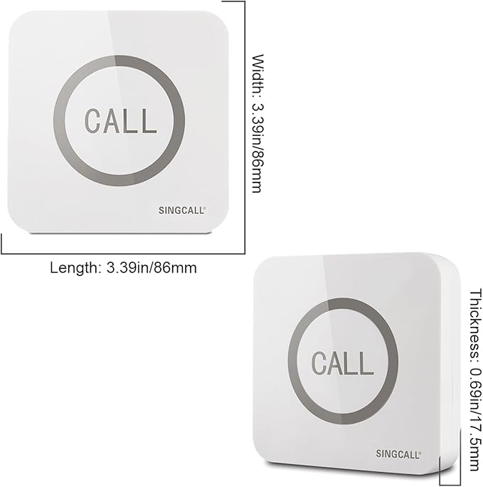 SINGCALL Restaurant Pager System Waiter Calling System Pagers and Beepers for Kitchen,Fast Food,Hotel,Restaurants,Cafe,Bar to Call Waiters 2 Waterproof Wireless Call Buttons