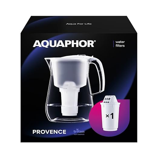 Aquaphor Provence, White, Includes 1 A5 mg Cartridge, Premium Filter in Glass Optics Against Lime, Chlorine and enriches The Water with Magnesium, 4,2 l