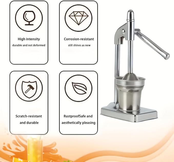 Cast Iron Juicer Hand Press, Stainless Steel Manual Juicer Hand Press, Lemon Juicer Squeezer, Heavy Duty Hand Press Juice Extractor for Fresh Lemonade Orange Juice, Easy to Use
