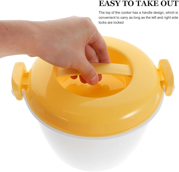 PRETYZOOM Microwave Rice Cooker Large Capacity Insulated Lunch Box with Spoon Portable Steaming Pot for Home Office Dormitory Cooking