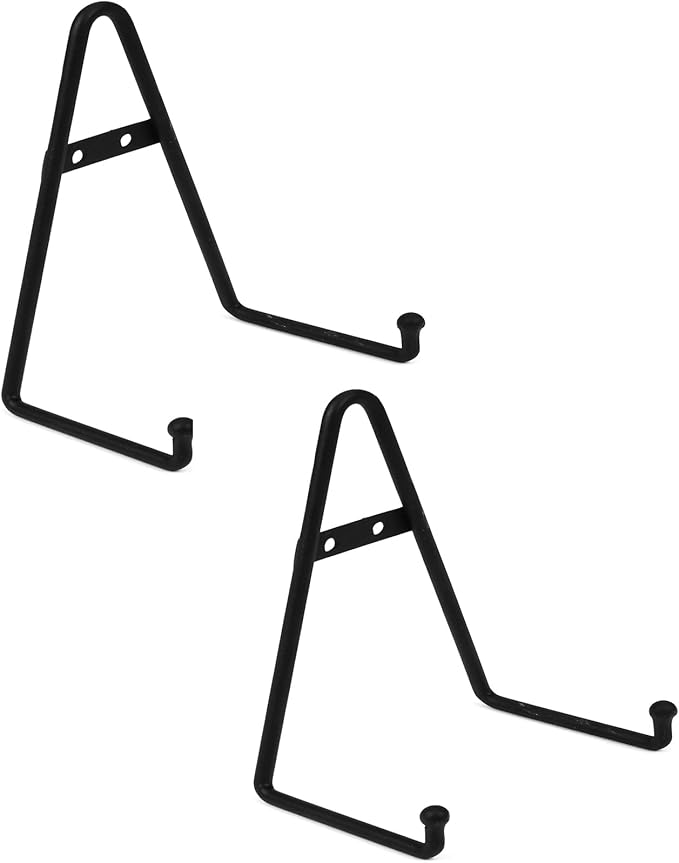 Milltown Merchants™ Metal Display Stand - Free Standing or Wall Mounted Decorative Plate Holder - Versatile Plate Hanger Stand - Black Metal Plate Stand (2 Pack, Small)