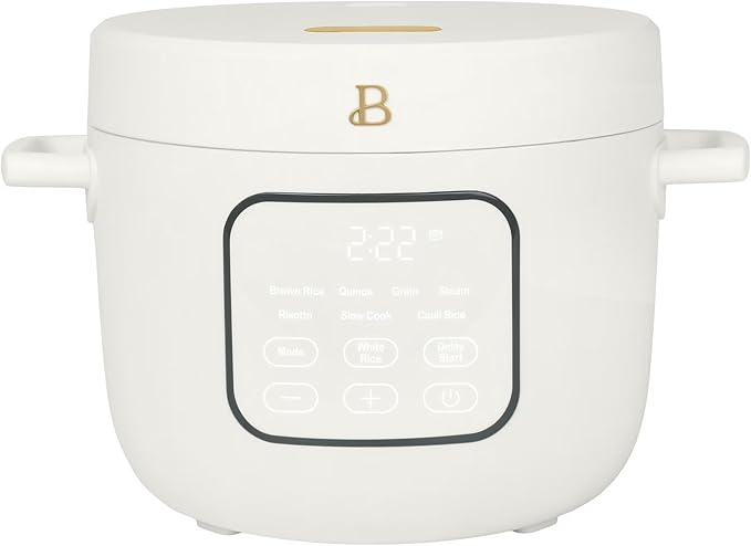 14 Cup Electric Rice Cooker, Programmable Grain Cooker with Automatic Keep Warm, Touch Display, Ceramic Nonstick Inner Pot and Steam Tray (White Icing)
