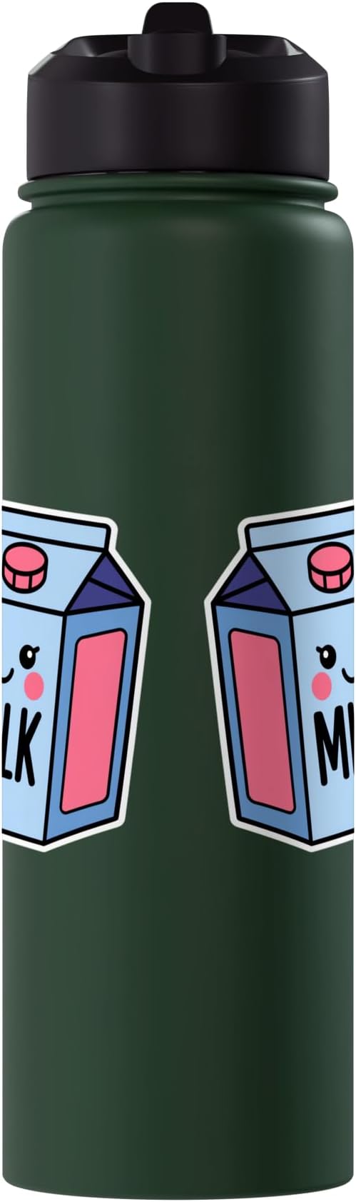 Milk Carton Kawaii Cute Smiling Milk Stainless Steel Insulated Water Bottle