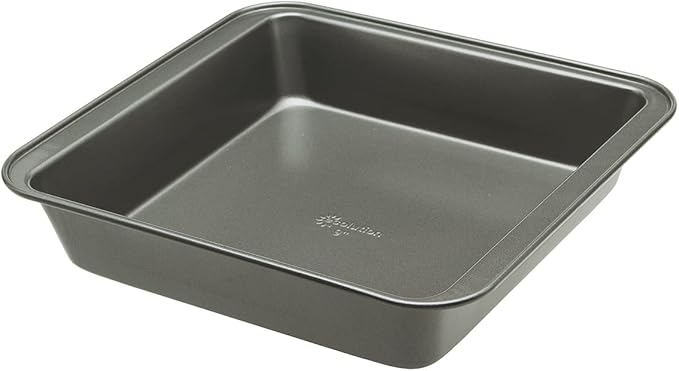 Ecolution Bakeins Square Cake Baking Pan – PFOA, BPA, and PTFE Free Non-Stick Coating – Heavy Duty Carbon Steel – Dishwasher Safe – Gray – 9” x 9” x 2”