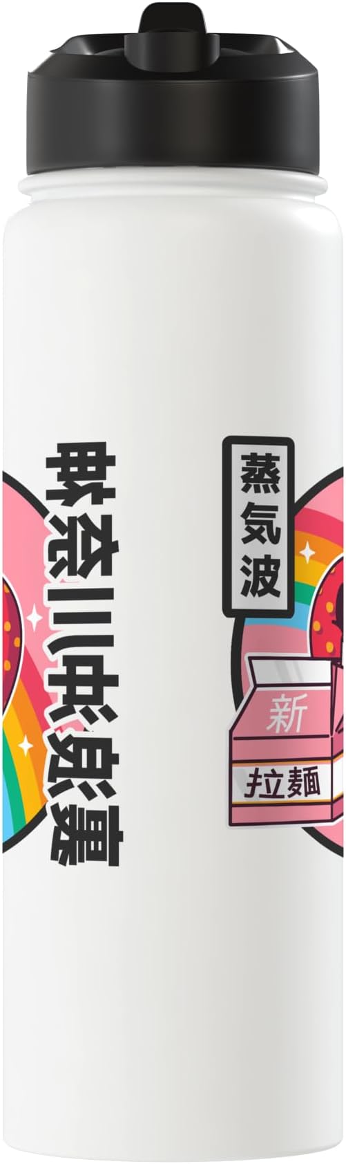 Strawberry Milk Carton Kawaii Grid Retro Rainbow Anime Stainless Steel Insulated Water Bottle