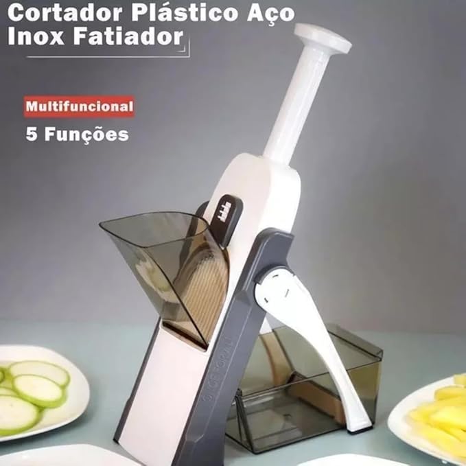 Safe Mandoline Slicer 5 in 1 Vegetable Chopper Food Cutter | Manual Adjustable Food Slicer for Potatoes, Carrots, Onions & Lemons | Multi-Functional Vegetable Grater, Dicer, Shredder & Kitchen Gadget