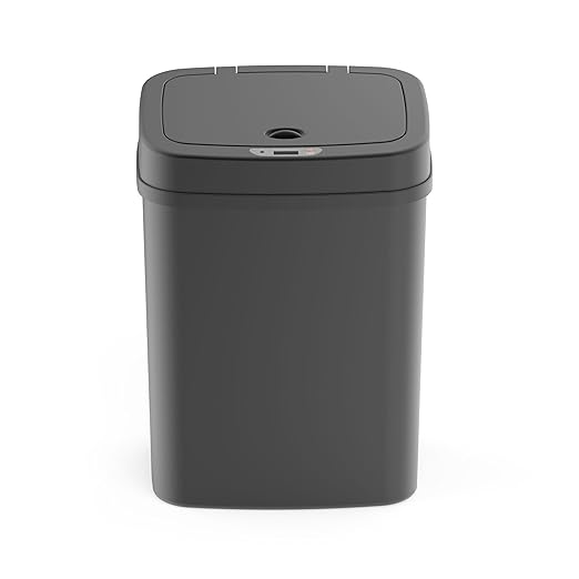 Touchless Motion Sensor Trash Can with Sealing Lid Automatic Soft Close Silent Bathroom Kitchen Office Waste Bin Narrow Rectangular ABS Hands Free Smart Home Garbage Container (Black)