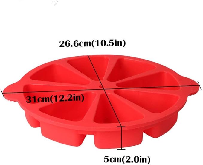 SHEbaking Scone Pan Silicone Triangle Cake Mold for Baking Nonstick Cornbread Pan 8 Cavity Pie Silicone Mold Perfect for Brownies, Muffin, Cupcake, Soap, polenta, or biscuits (Red)