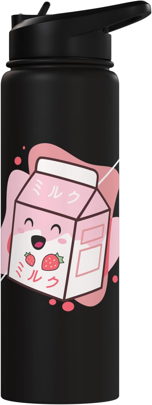 Kawaii Milk Cow Retro Japanese Strawberry Strawberry Milk Stainless Steel Insulated Water Bottle