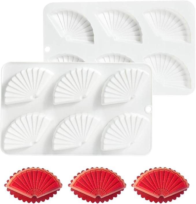 Silicone Pudding Molds, Fan Shape Non-Stick Jelly Dessert Making Trays, Cream Mold for Mousse Cake (F_Folding Fan)