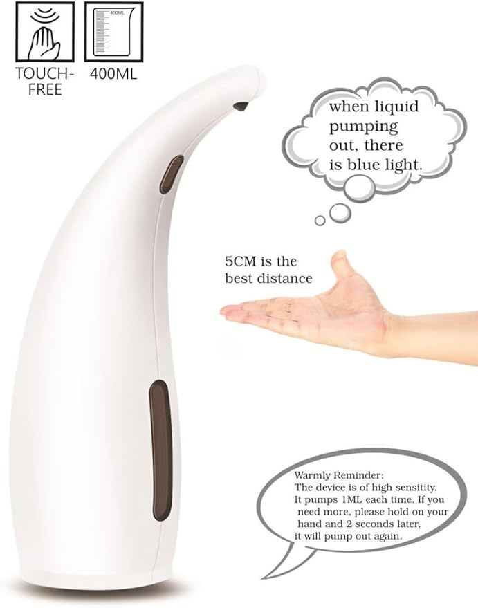 Soap Dispenser,Touchless Bath Kitchen Countertop Automatic Soap Dispenser with Infrared Motion Sensor,IPX6 Waterproof.Perfect for Bathroom and Kitchen.
