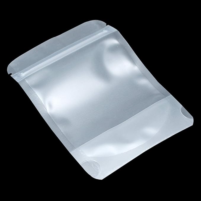 PABCK 100 Pack 3.5x5.1 inch Resealable Stand Up Bags Matte Clear Zipper Lock Heat Seal Pouch with Tear Notch for Zip Food Storage Lock Packing