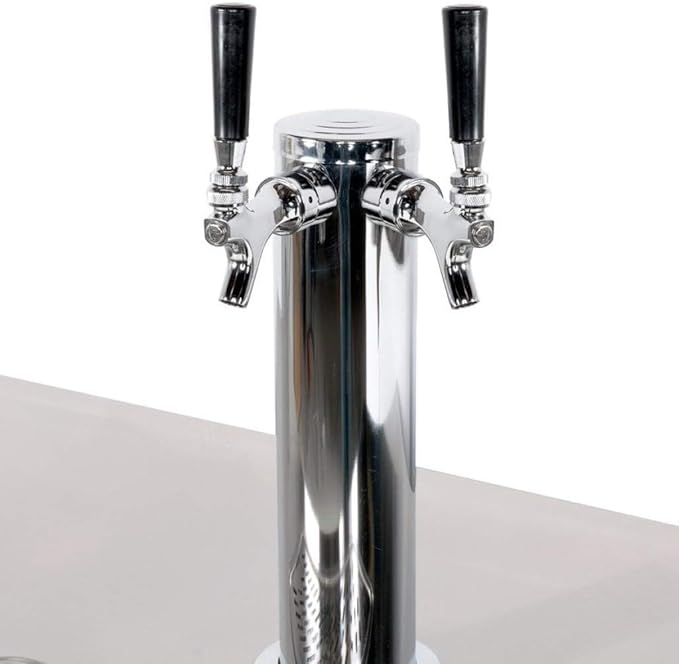 PEAKCOLD 3 Door, 4 Tap Commercial Beer Dispenser - Double Tower Keg Cooler - Kegerator; 72" W