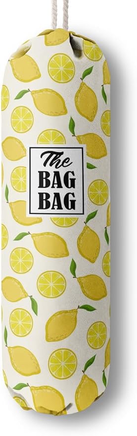 C-1 Lemon Grocery Bags Holder & Organizer - Wall Mount Plastic Bags Storage Container Dispenser - Kitchen Gifts For Women, Family & Friends