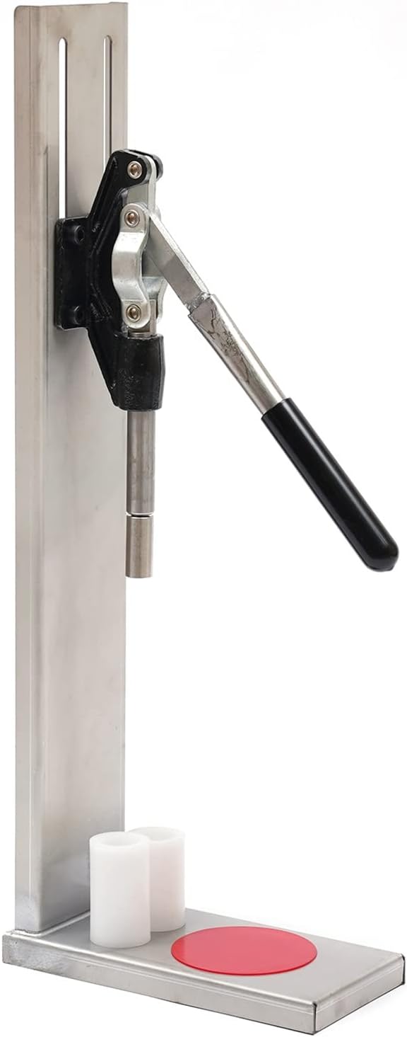 Stainless Steel Hand Corker Manual Wine Bottle Corking Machine Hand Pressure Corker Bottle Corking Inserting Stopper Tool w/ 2 POM heads
