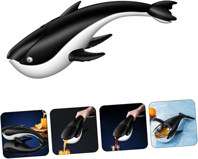COLLBATH Whale Manual Citrus Juicer Large Orange and Lemon Squeezer Black Easy to Use Fruit Juice Presser for Home and Restaurant
