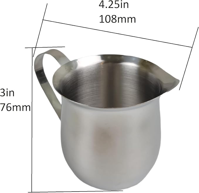 Rattleware 8 oz Brew Pitcher - Premium Stainless Steel Latte Art Milk Frothing Pitcher with Drip-Resistant Spout & Ergonomic Handle, Perfect for Baristas & Home Use - SET OF 6