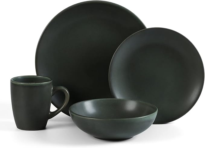 Stone Lain Grao Stoneware 32-Piece Dinnerware Set, Green