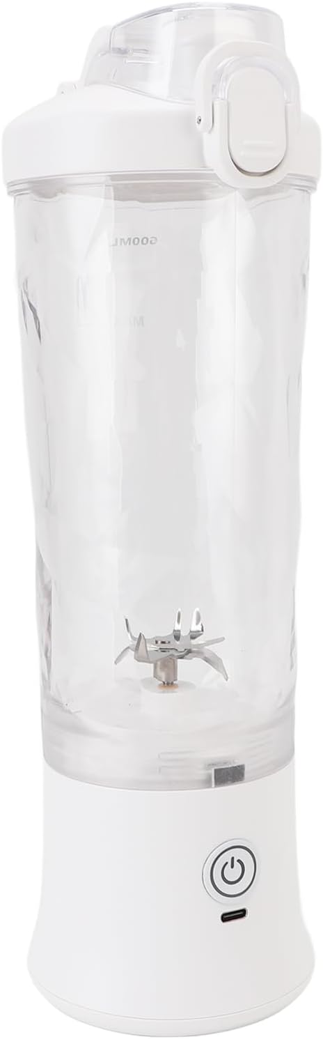 Portable Blender, 600ml 18000RPM USB C Rechargeable Mini Juicer Cup with Stainless Steel Blades and RGB Light, for Travel Gym Outdoor Sports