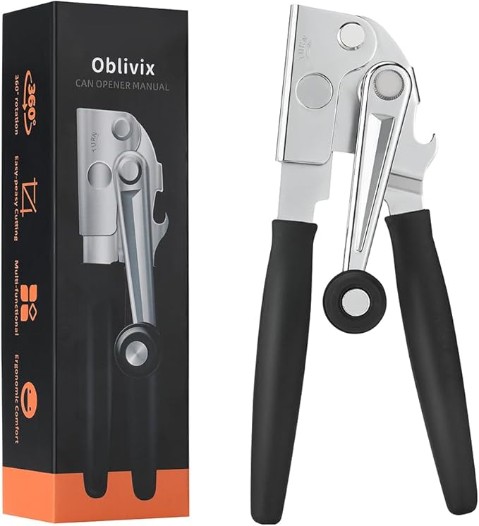 Manual Can Opener with Soft Handles,Commercial Can Openers Heavy Duty, Ergonomic Easy-Turn Crank for Seniors,Industrial Can Opener for Restaurant