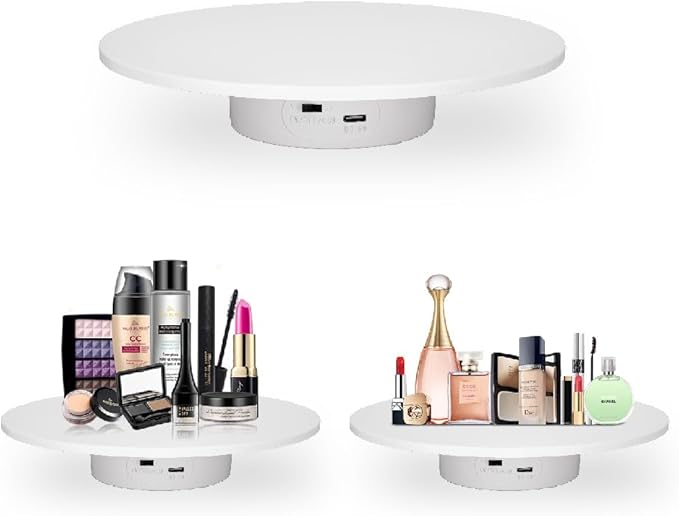 Motorized Rotating Display Stand 7.87 in 360 Degree Electric Rotating Turntable for Photography Products, Jewelry, 3D Model Rechargeable and Plug in Cup Display Turner
