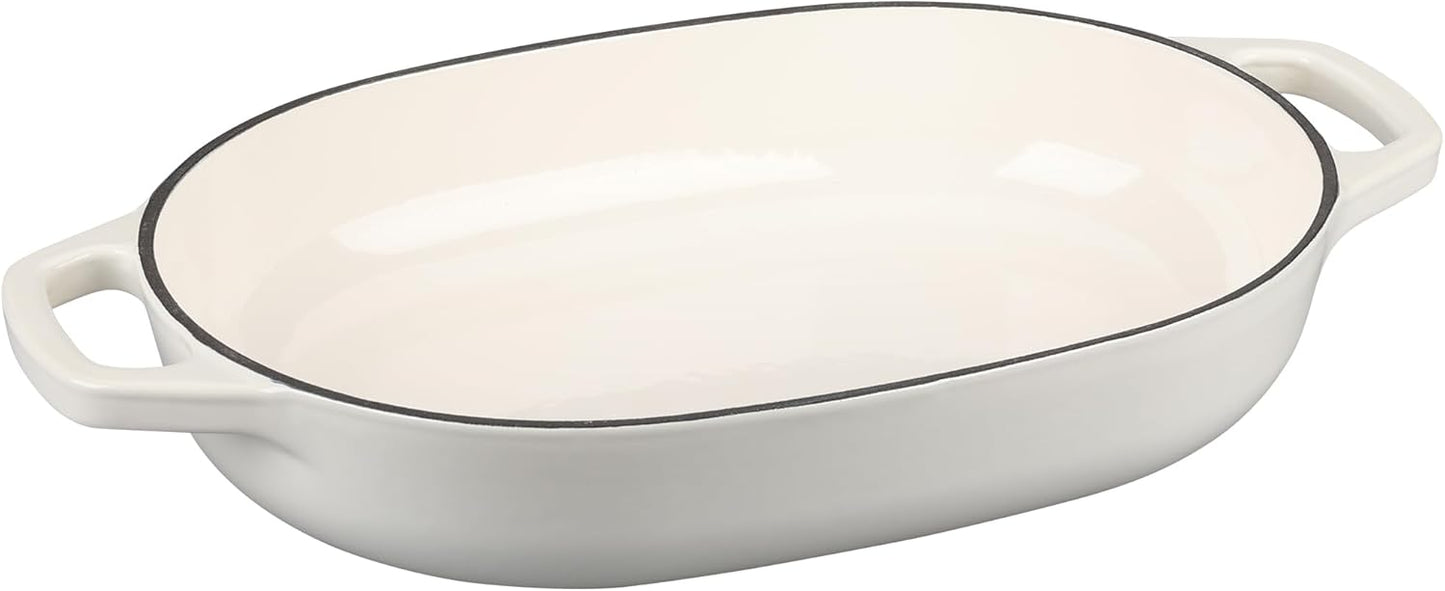 Enameled Cast Iron Dutch Oven Pot with Lid, Oval Dutch Oven for Bread Baking, Bread Oven for Homemade Sourdough Bread Baking, 7qt, White