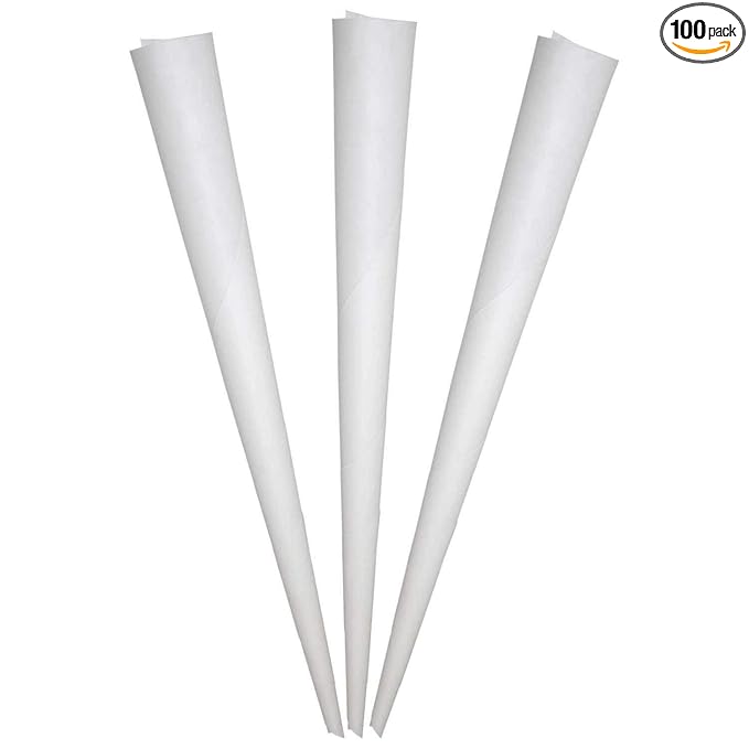Concession Essentials Cotton Candy Cones- Pack of 100ct Cotton Candy Cones. White Paper Cones (White)