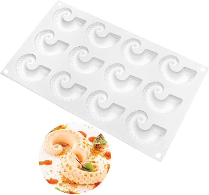 mostsom Sea Octopus Tentacles Silicone Mold Round Star Shaped Baking Mold Cake Border Fondant Molds Cake Decorating Tools (G_11.76x6.88x0.68 inch)