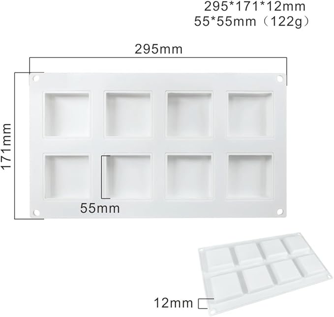 Silicone Mold for Baking Cakes,Soap Molds,Flower Shape Silicone Molds for Homemade French Dessert Mold for Pastry Chocolate,Jelly Chocolate Mold ＆ Ice Cube Tray (F_ Square)