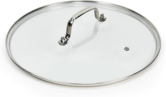 13 IN Glass Lid with Stainless Steel Handle for Frying Pan, Tempered Replacement Cover Compatible for Skillets, Wok, Round Cast Iron, Cast Aluminium, Stainless Steel Pans & Pots (317mm-332mm)