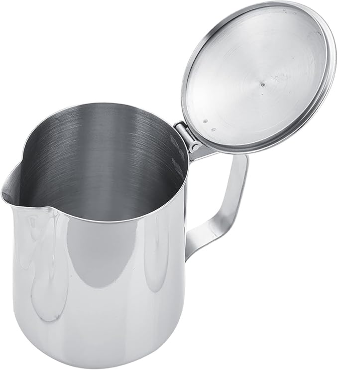 Stainless Steel Milk Frothing Pitcher with Lid for Latte Coffee Art, Small 3oz Creamer Jug, Metal Barista Set, Mini Cup for Health Gear Coffee (600ml)