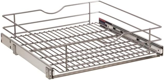 Knape & Vogt Simply Put 20.5-in W x 5.7-in H Metal 1-Tier Pull Out Cabinet Basket, 20 Inch, Frosted Nickel