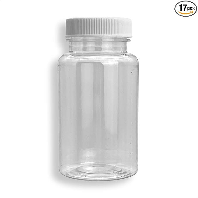 Oil Sampling Bottle - MADE IN USA - Pack of 17 Oil Analysis Sampling Clear Plastic Bottle 4 oz (120 ml) Capacity with 38-400 cap size - FDA Compliant and BPA Free