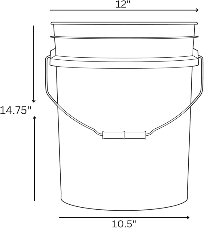 House Naturals Food Grade 5 Gallon Made in USA Plastic Bucket with Air Tight Screw on Lid (Pack of 2) (White Buckets with Aqua Lids)