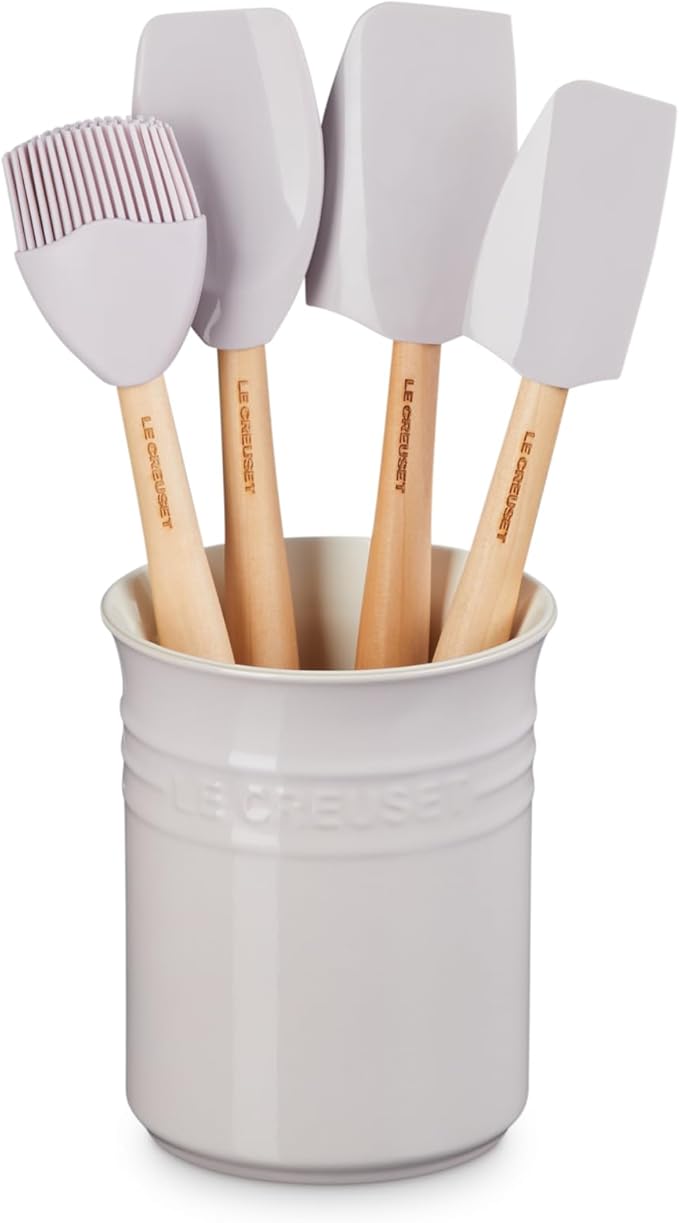 Le Creuset Stoneware & Silicone Utensil Crock Set, Shallot