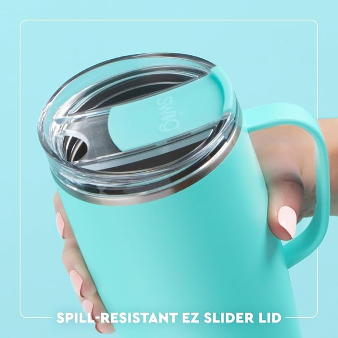 Swig Life 22oz Travel Mug, Insulated Tumbler with Handle and Lid, Travel Coffee Mug, Cup Holder Friendly, Stainless Steel 22 oz Tumbler, Reusable Insulated with Lid (Gingham)