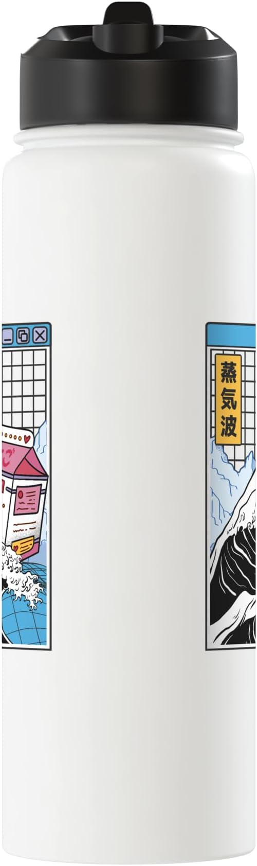 Strawberry Milk Carton Great Wave Kawaii Vaporwave Anime Stainless Steel Insulated Water Bottle